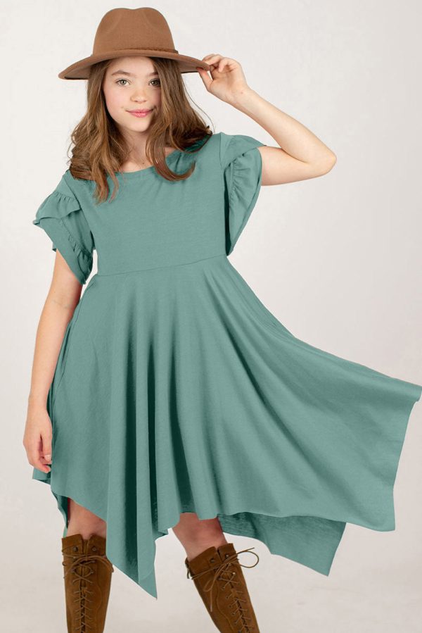 Round Neck Petal Sleeve Dress - Image 7