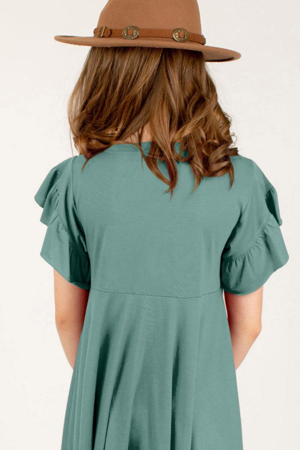 Round Neck Petal Sleeve Dress - Image 6