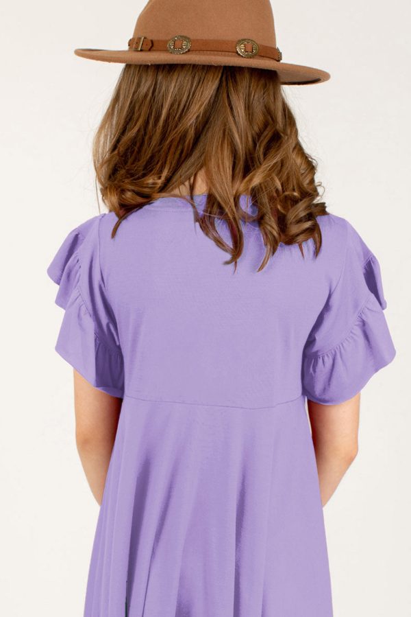 Round Neck Petal Sleeve Dress - Image 3