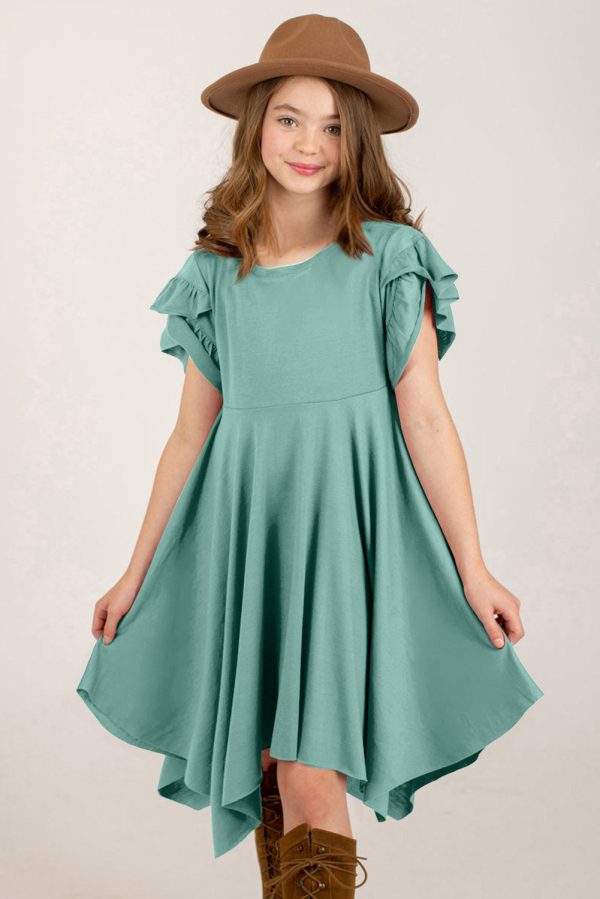 Round Neck Petal Sleeve Dress - Image 5