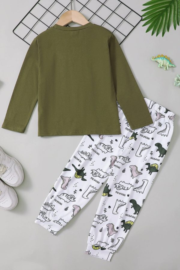 Round Neck Long Sleeve Top and Printed Pants Set - Image 3