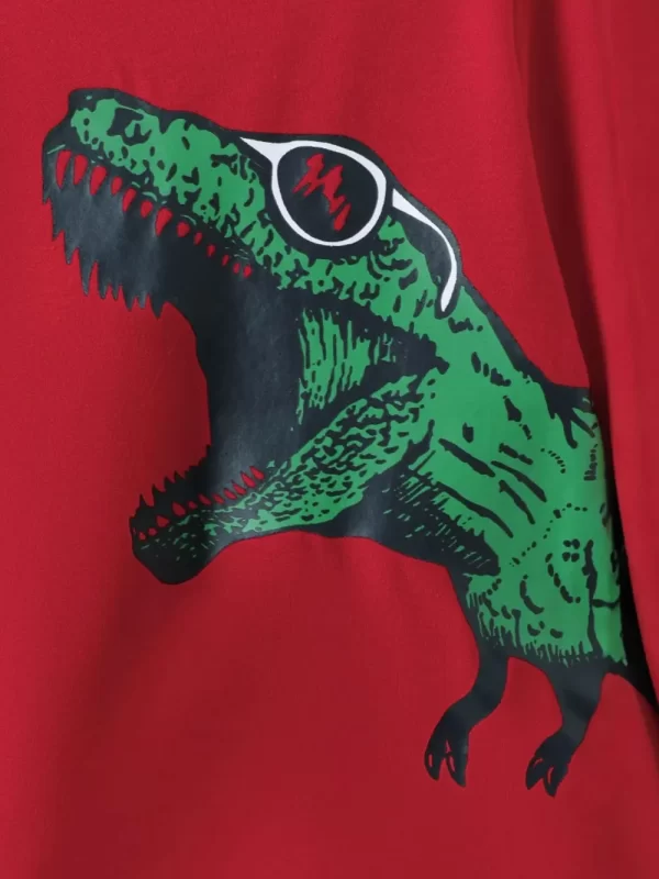 Dinosaur Round Neck Long Sleeve Top and Distressed Pants Set - Image 3