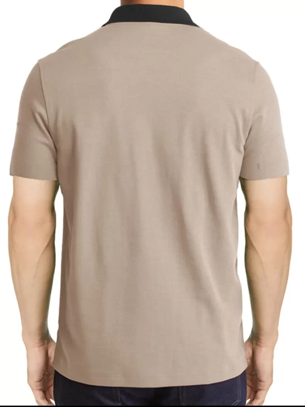 Men's Contrast Collar Quarter-Zip Polo Shirt - Image 11