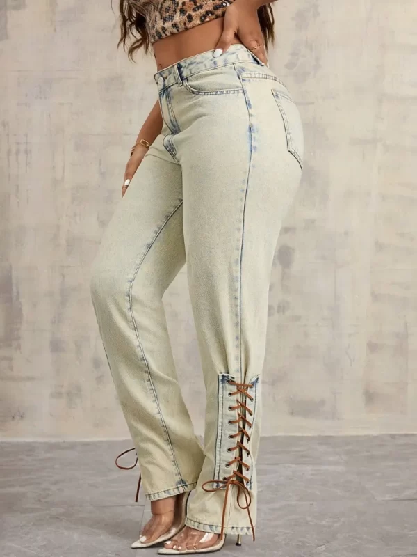 Lace-Up High Rise Jeans - Image 3
