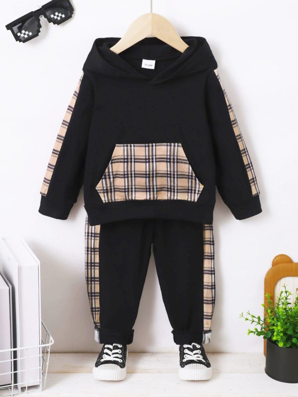 Plaid Long Sleeve Hoodie and Pants Set - Image 2
