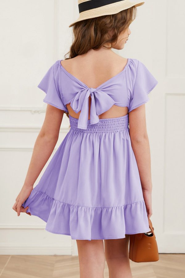 Ruffle Hem Tie-Back Flutter Sleeve Dress - Image 4