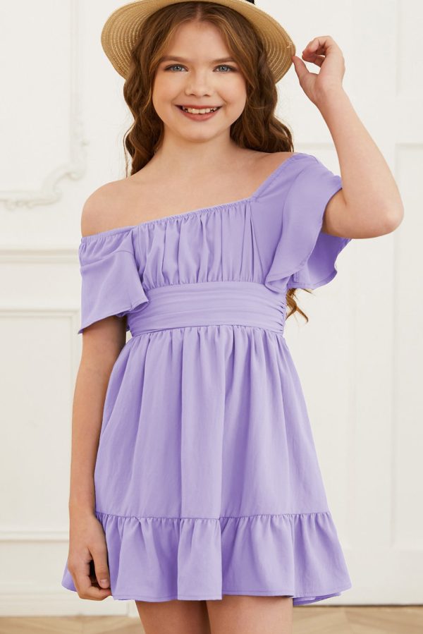 Ruffle Hem Tie-Back Flutter Sleeve Dress - Image 2