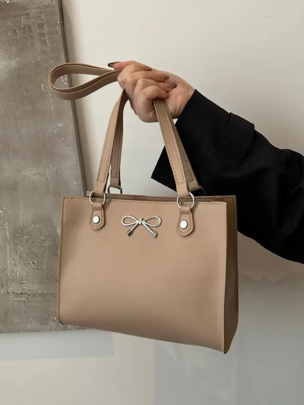 Bow PU Leather Shoulder Bag - Image 13
