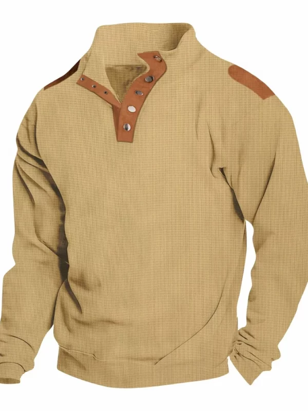 Men's Full Size Stand Collar Long Sleeve Polo Plus Size - Image 4