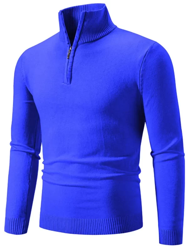 Men's Plus Size Quarter Zip Long Sleeve Knit Top - Image 3