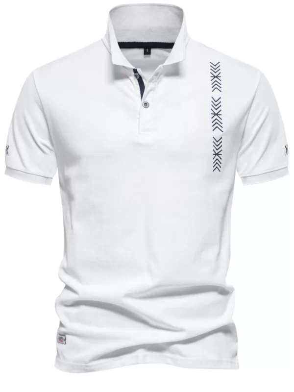 Men's Collared Neck Geometric Embroidered Polo - Image 2