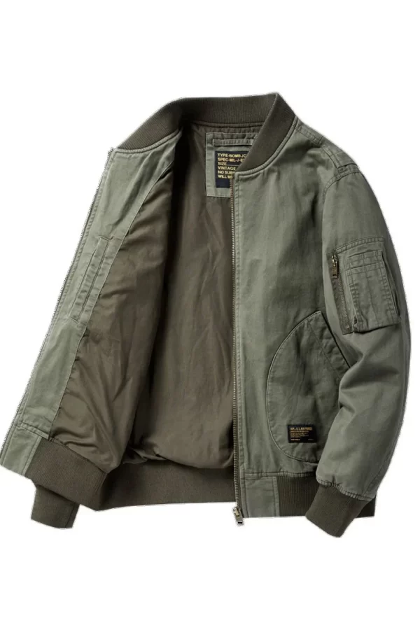 Men's Plus Size Zip Up Baseball Collar Bomber Jacket - Image 5