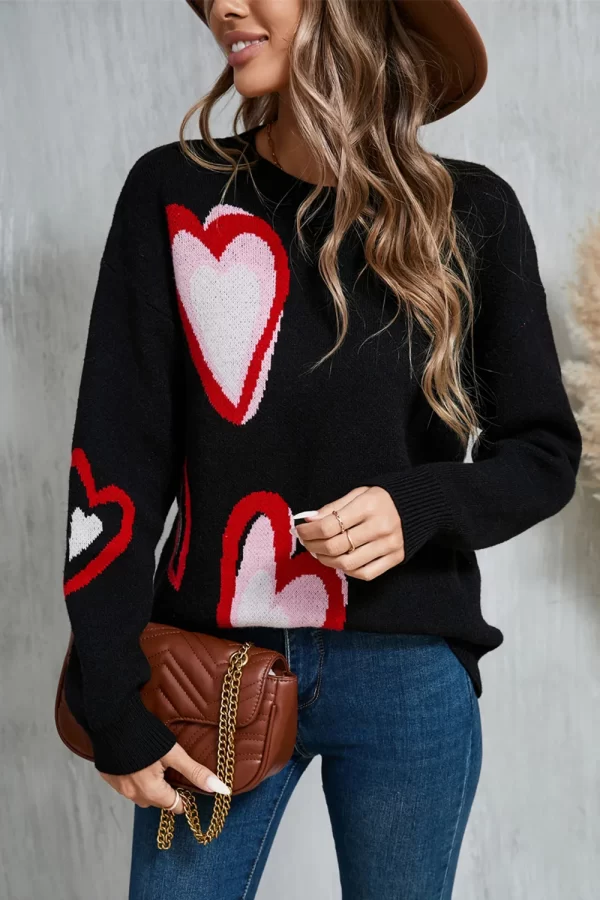 Angel Wings Heart Round Neck Long Sleeve Sweater - Image 3