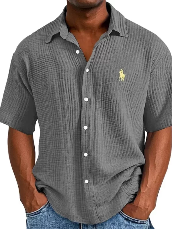 Men's Full Size Button Up Short Sleeve Shirt Plus Size - Image 9