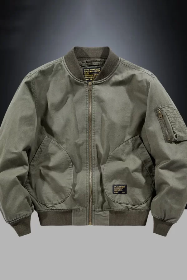 Men's Plus Size Zip Up Baseball Collar Bomber Jacket - Image 7