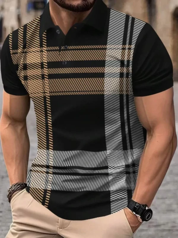 Men's Full Size Button Detail Short Sleeve Polo Plus Size - Image 5