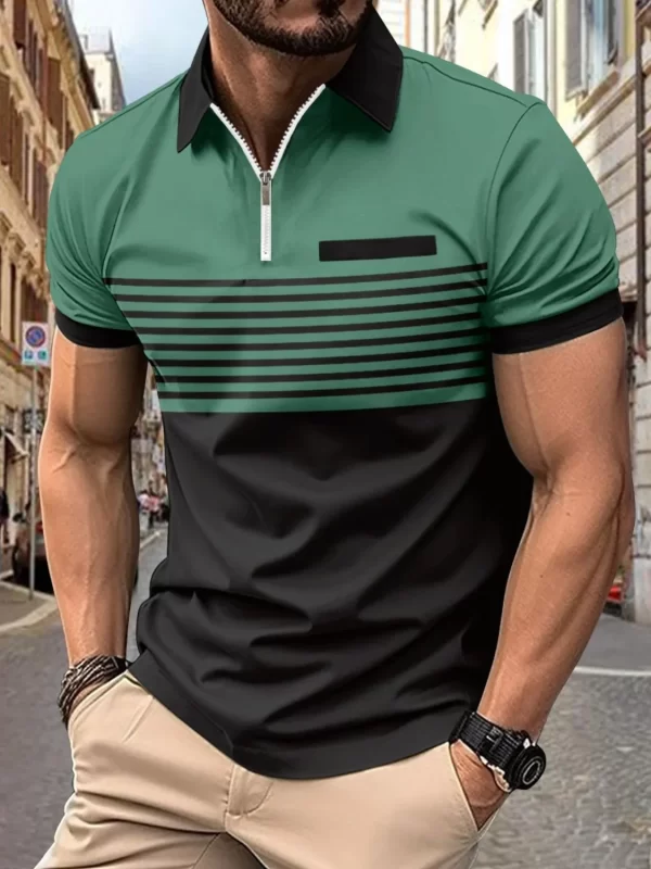 Men's Full Size Zip Collar Short Sleeve Polo Plus Size - Image 4