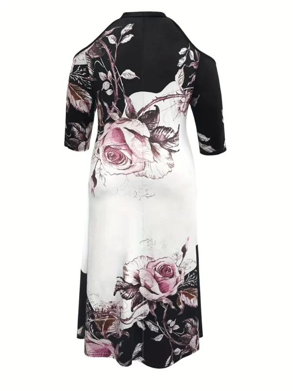 Plus Size Cutout Printed Cold Shoulder Dress - Image 3