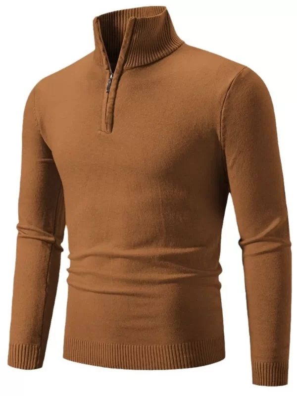 Men's Plus Size Quarter Zip Long Sleeve Knit Top - Image 2