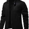 Men's Zip Up Long Sleeve Biker Jacket