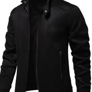 Men's Zip Up Long Sleeve Biker Jacket