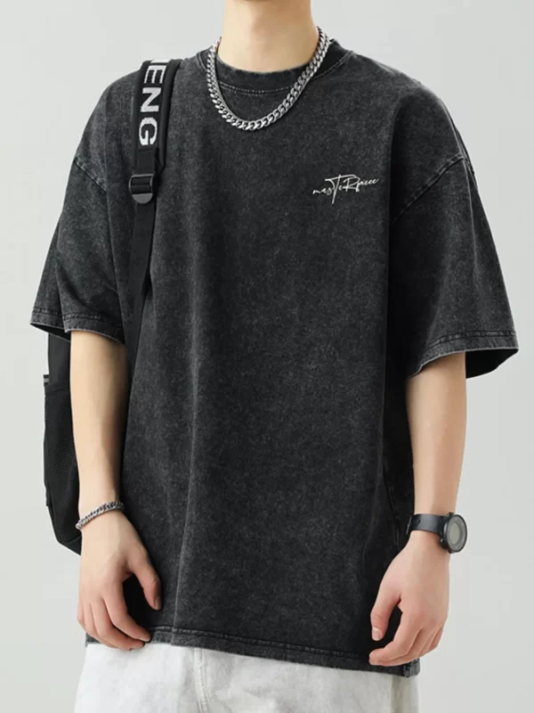 Men's Plus Size Round Neck Letter Graphic T-Shirt - Image 12