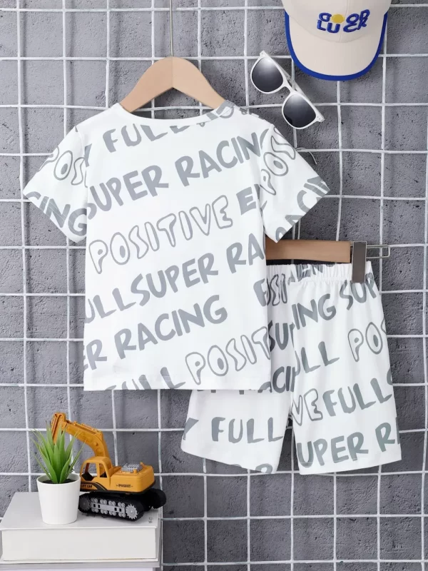 Children's Round Neck Cartoon Graphic T-Shirt and Shorts Set - Image 8