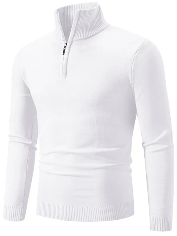 Men's Plus Size Quarter Zip Long Sleeve Knit Top - Image 8
