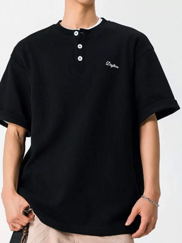 Men's Button Detail Half Sleeve Top - Image 10