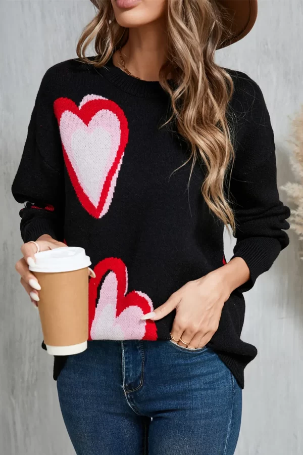 Angel Wings Heart Round Neck Long Sleeve Sweater - Image 5