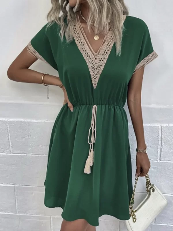 Full Size V-Neck Short Sleeve Dress Plus Size - Image 3