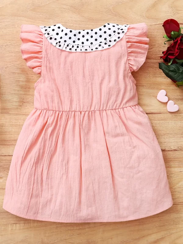 Children's Bow Peter Pan Collar Ruffle Sleeve Dress - Image 5