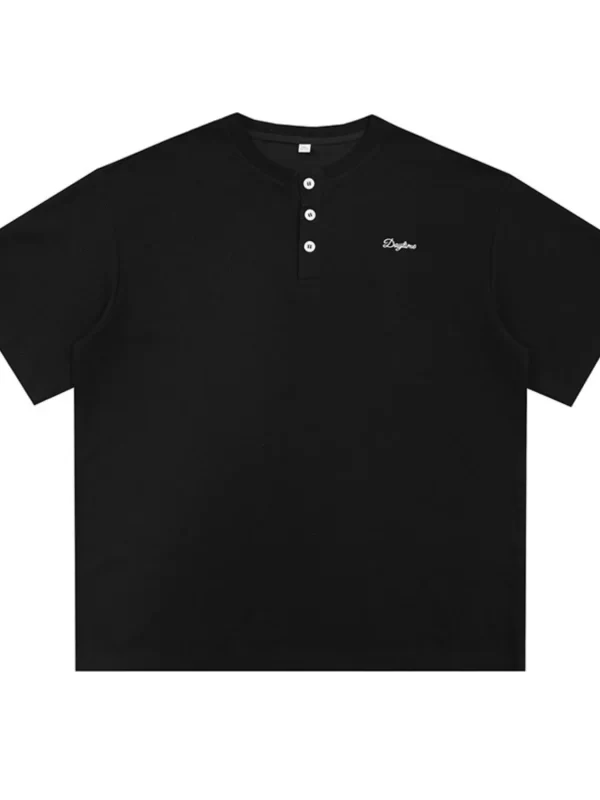 Men's Button Detail Half Sleeve Top - Image 4