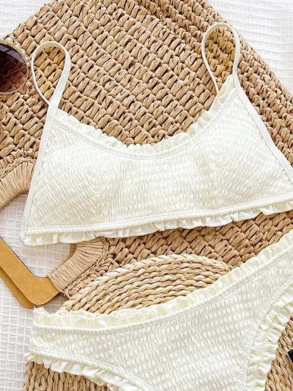 Frill Textured Spaghetti Strap Two-Piece Swim Set - Image 3
