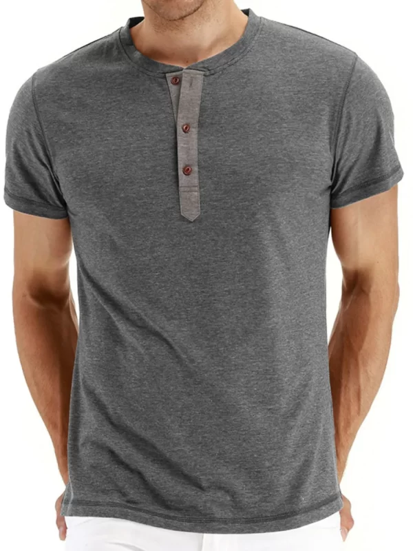 Men's Short Sleeve Henley Polo Shirt - Image 6