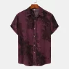 Men's Plus Size Printed Short Sleeve Button Down Casual Shirt