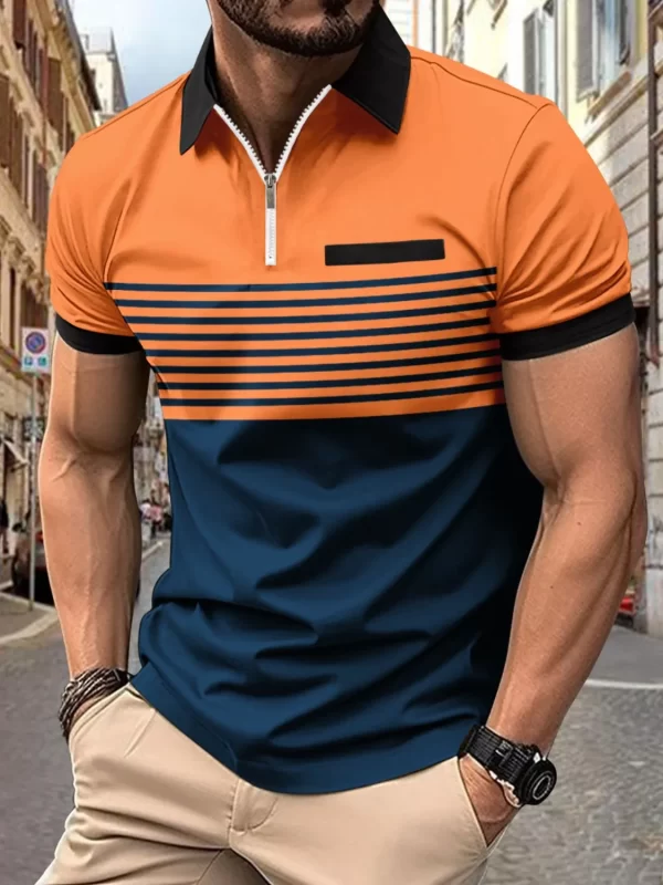 Men's Full Size Zip Collar Short Sleeve Polo Plus Size - Image 6