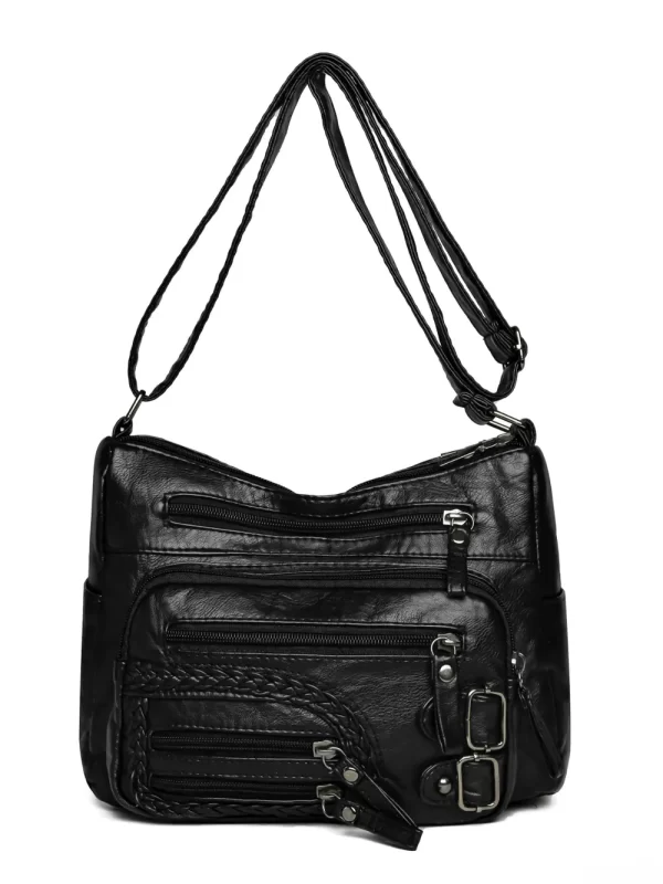 Multi Pockets PU Leather Shoulder Bag - Image 12