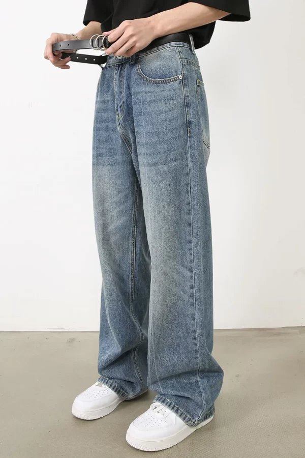 Men's Washed Jeans with Pockets - Image 3
