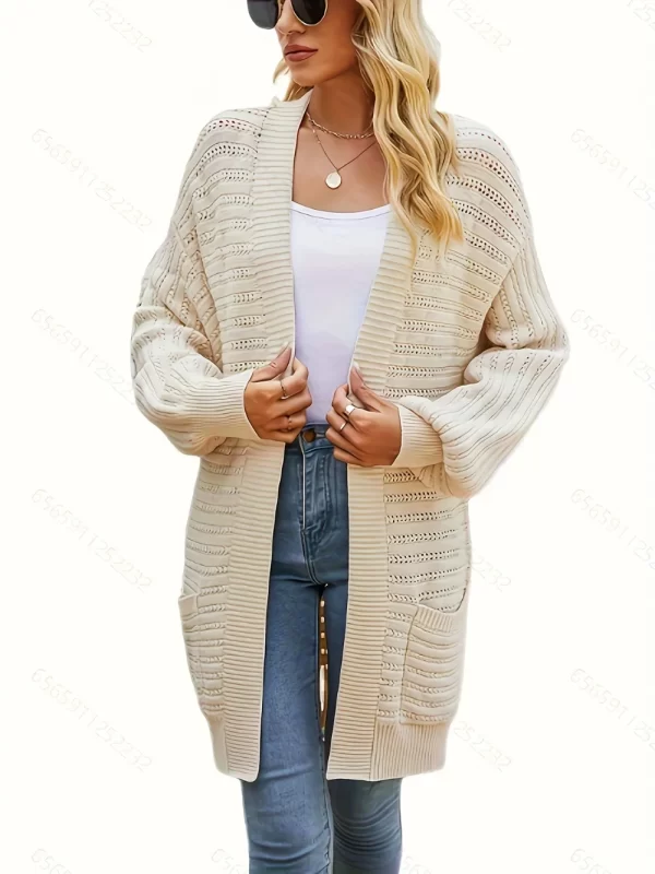 Open Front Sweater Cardigan with Pockets - Image 2