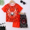 Children's Spider Round Neck Short Sleeve T-Shirt and Pants Set