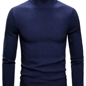 Men's Turtleneck Long Sleeve Ribbed Sweater