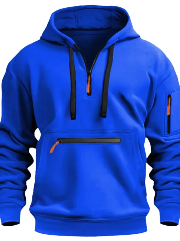 Men's Full Drawstring Half Zip Hoodie Plus Size - Image 7