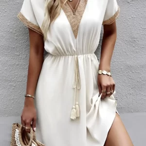 Full Size V-Neck Short Sleeve Dress Plus Size