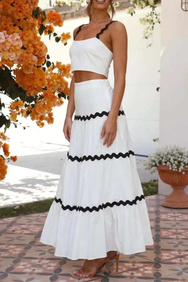 Contrast Trim Cami and Skirt Set - Image 7