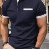 Men's Full Size Waffle Knit Button Detail Short Sleeve Polo Plus Size