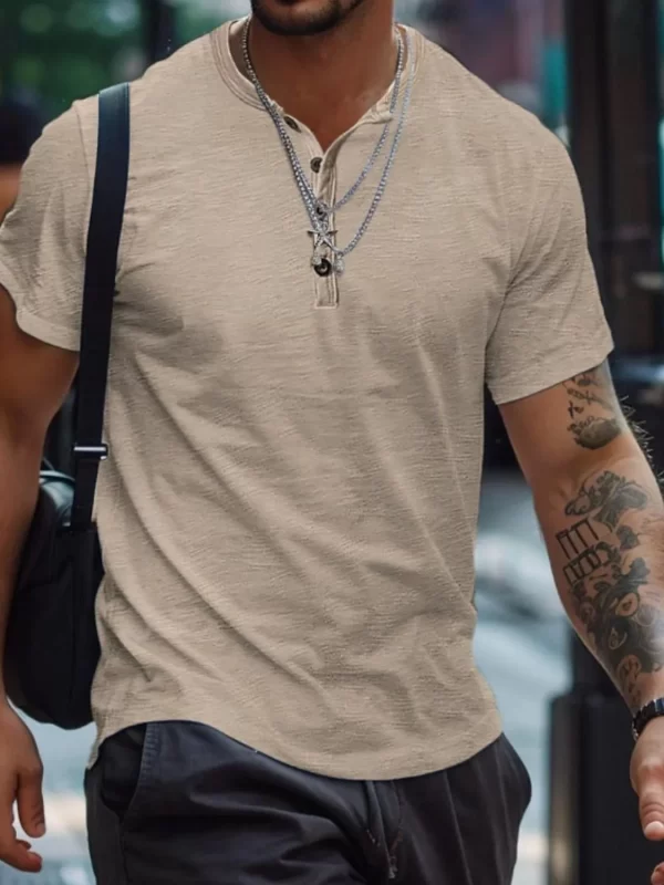 Men's Full Size Button Henley Collar Polo Shirt Plus Size - Image 6
