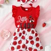 Children's Headband, Round Neck Ruffle Sleeve Top and Pants Set
