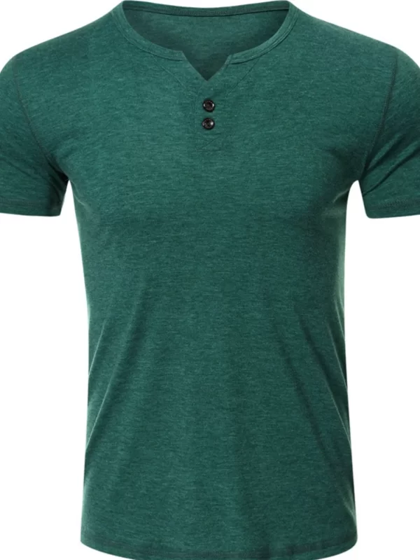 Men's Henley Short Sleeve Polo Top - Image 5