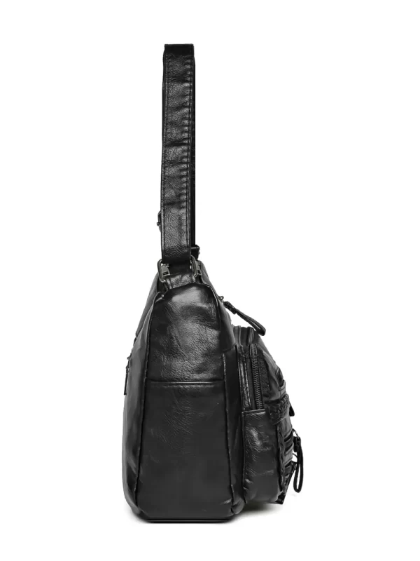Multi Pockets PU Leather Shoulder Bag - Image 9